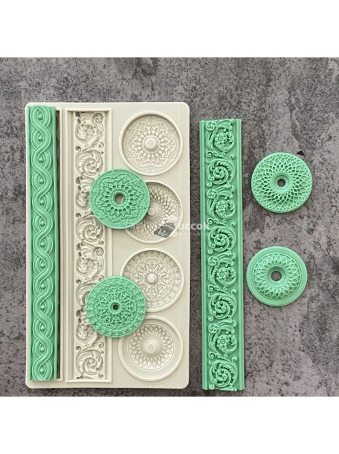 Szilikon forma tortadíszítéshez - Iránytű és domborított oszlop dizájn