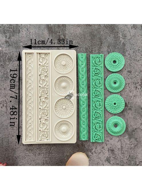 Szilikon forma tortadíszítéshez - Iránytű és domborított oszlop dizájn