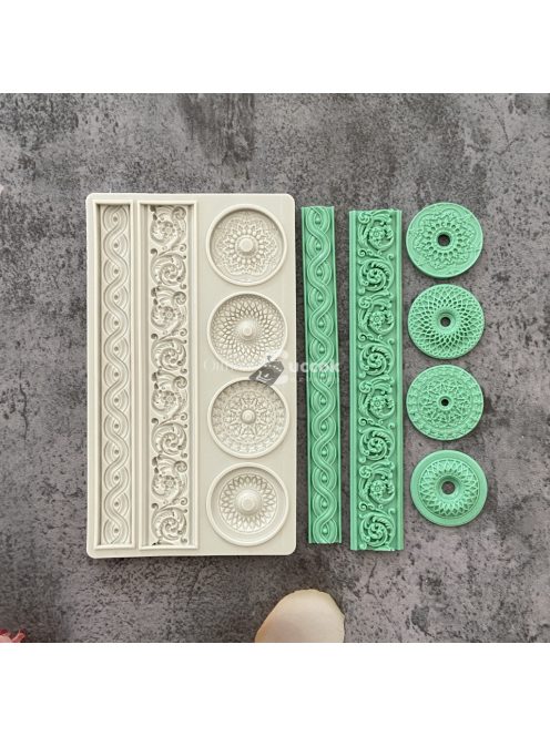 Szilikon forma tortadíszítéshez - Iránytű és domborított oszlop dizájn