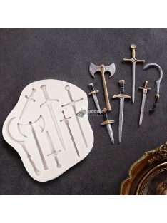   Kard Szilikon Formák, Fegyver Fejsze Fondant Forma Torták Díszítéséhez