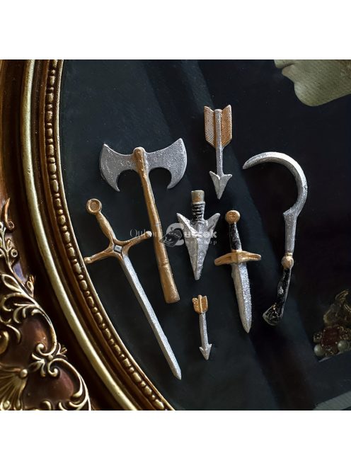 Kard Szilikon Formák, Fegyver Fejsze Fondant Forma Torták Díszítéséhez