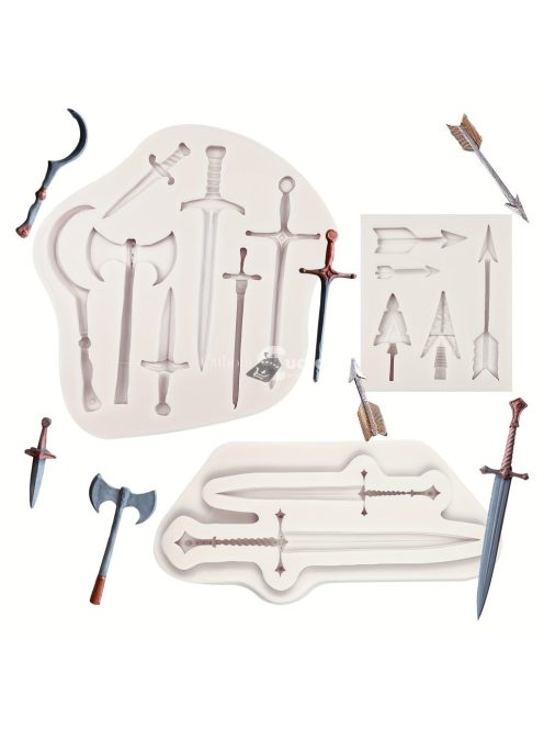 Kard Szilikon Formák, Fegyver Fejsze Fondant Forma Torták Díszítéséhez