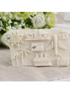   Utazás témájú szilikon fondant formakészlet - Repülőgép, pálmafa, hajó formák