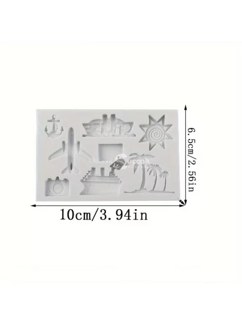 Utazás témájú szilikon fondant formakészlet - Repülőgép, pálmafa, hajó formák