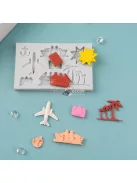 Utazás témájú szilikon fondant formakészlet - Repülőgép, pálmafa, hajó formák