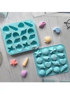 12-üreges szilikon kagyló és tengeri csillag formák