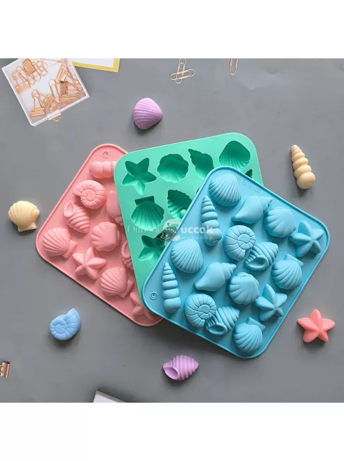 12-üreges szilikon kagyló és tengeri csillag formák