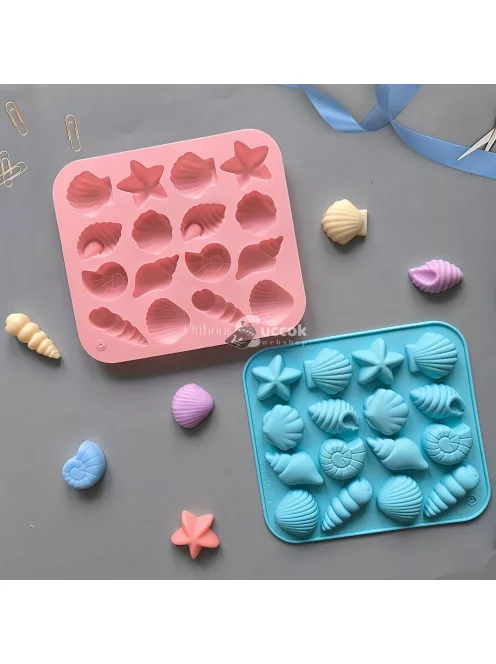 12-üreges szilikon kagyló és tengeri csillag formák