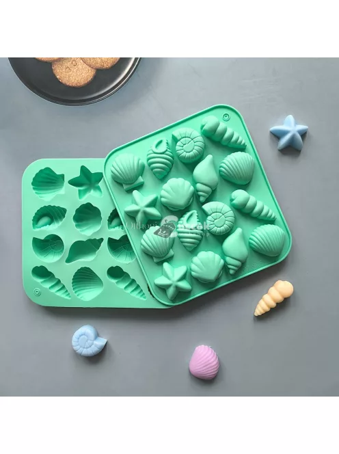 12-üreges szilikon kagyló és tengeri csillag formák