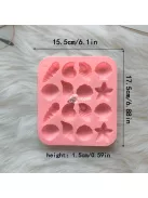 12-üreges szilikon kagyló és tengeri csillag formák