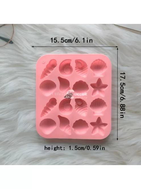 12-üreges szilikon kagyló és tengeri csillag formák