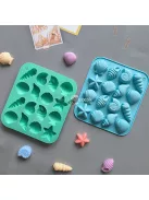 12-üreges szilikon kagyló és tengeri csillag formák