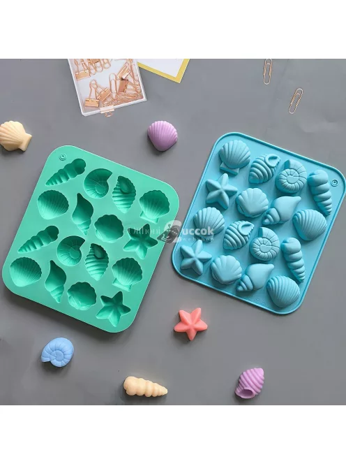 12-üreges szilikon kagyló és tengeri csillag formák