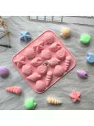 12-üreges szilikon kagyló és tengeri csillag formák