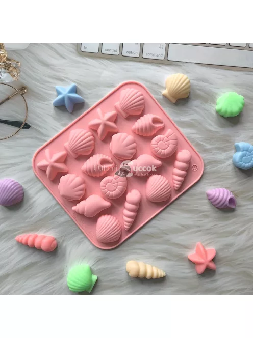 12-üreges szilikon kagyló és tengeri csillag formák