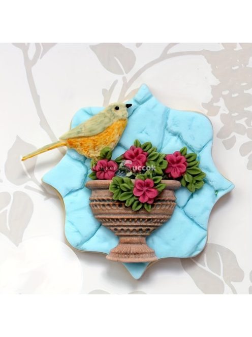 Szilikon madár és virágzó ág fondant forma