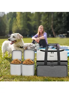   Kétrétegű Kutya Utazótáska, 2 Extra Nagy Élelmiszer-tartállyal