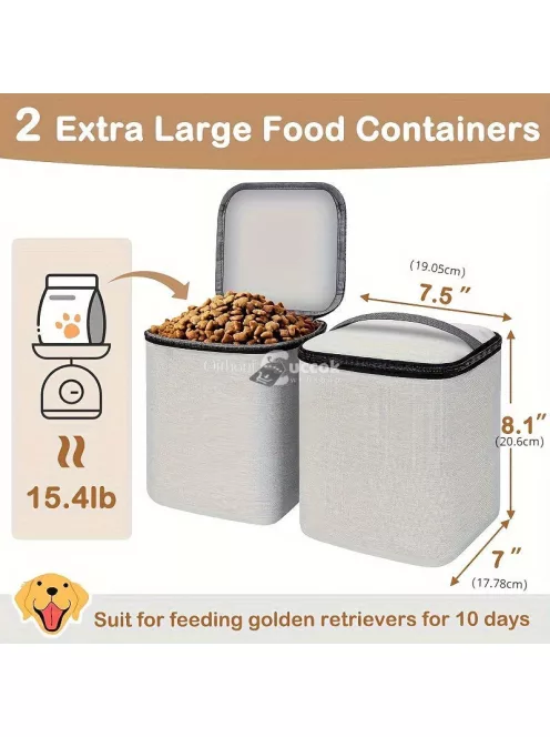 Kétrétegű Kutya Utazótáska, 2 Extra Nagy Élelmiszer-tartállyal