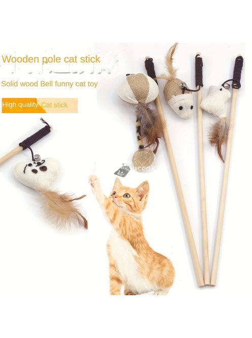 Interaktív Vicces Macskabot, Fából Készült Macskapálca