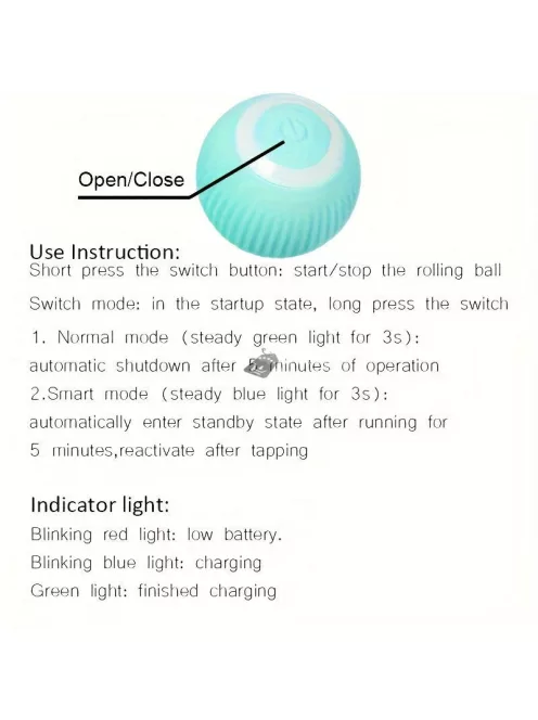 1 db Interaktív Elektromos Okos Macskajáték Labda - USB-ről Tölthető Automatikus Mozgó Guruló Labda