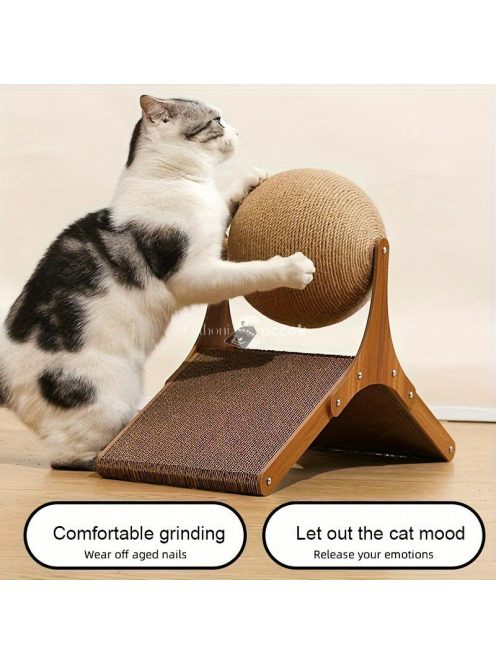 Interaktív macskajáték, kaparó és forgatható gombolyag