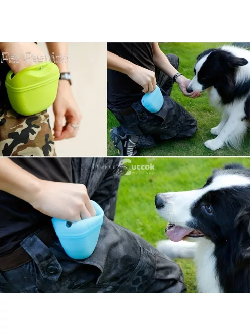 Kényelmes hordozható kutyakiképző táska csemege tasakkal és ételadagolóval