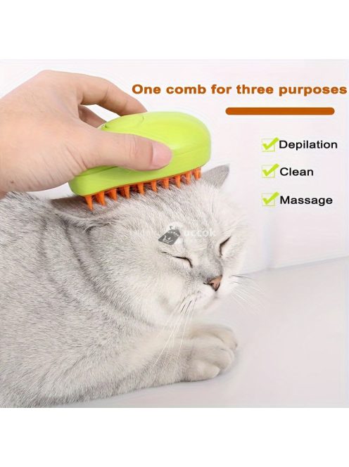 3 az 1-ben Öntisztító Állatápoló Kefe Macskáknak és Kutyáknak - USB-ről Tölthető