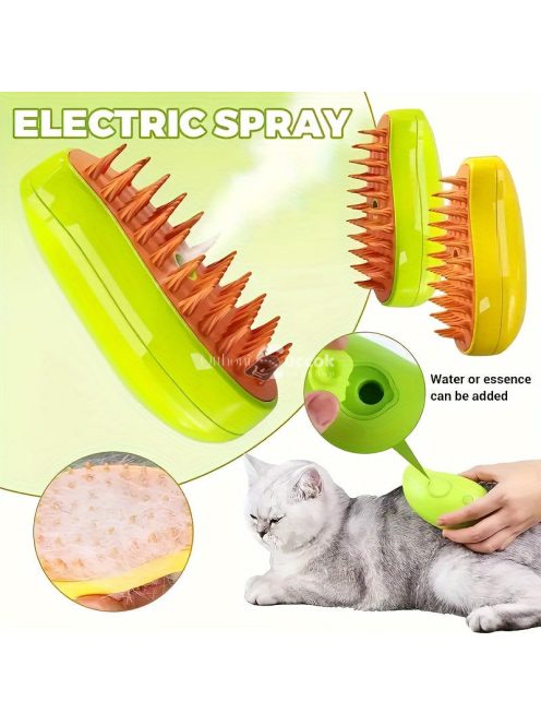 3 az 1-ben Öntisztító Állatápoló Kefe Macskáknak és Kutyáknak - USB-ről Tölthető