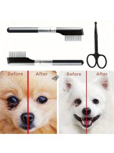   Kisállat ápolási készlet: Könnyfolt eltávolító fésű és Szőrvágó olló