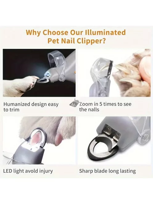 LED-es háziállat körömvágó nagyítóval