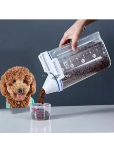   Légmentesen Záródó Műanyag Kutyaeledel Tároló Vödör Mérőpohárral És Fogantyúval