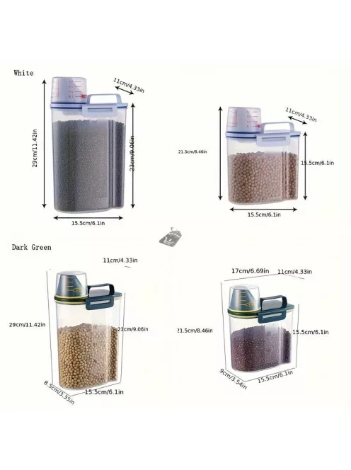 Légmentesen Záródó Műanyag Kutyaeledel Tároló Vödör Mérőpohárral És Fogantyúval