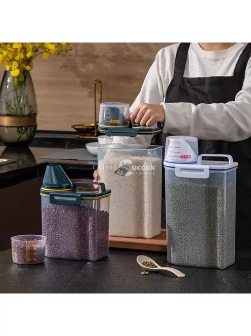 Légmentesen Záródó Műanyag Kutyaeledel Tároló Vödör Mérőpohárral És Fogantyúval