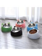 15 Fokkal Emelt Rozsdamentes Acél Macska Etető Tál Csúszásmentes Alappal