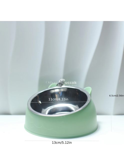 15 Fokkal Emelt Rozsdamentes Acél Macska Etető Tál Csúszásmentes Alappal