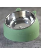 15 Fokkal Emelt Rozsdamentes Acél Macska Etető Tál Csúszásmentes Alappal
