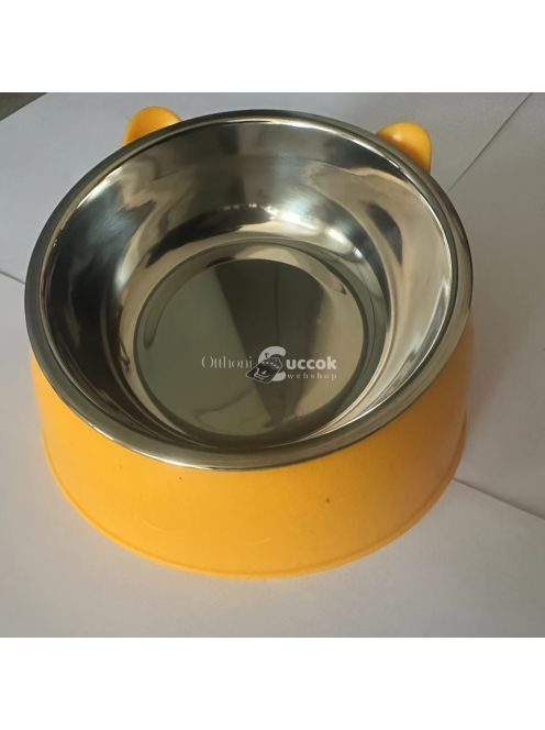 15 Fokkal Emelt Rozsdamentes Acél Macska Etető Tál Csúszásmentes Alappal