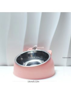   15 Fokkal Emelt Rozsdamentes Acél Macska Etető Tál Csúszásmentes Alappal