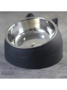 15 Fokkal Emelt Rozsdamentes Acél Macska Etető Tál Csúszásmentes Alappal
