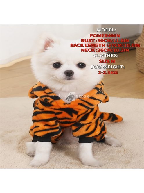 Tigris mintás meleg és aranyos kapucnis pulóver