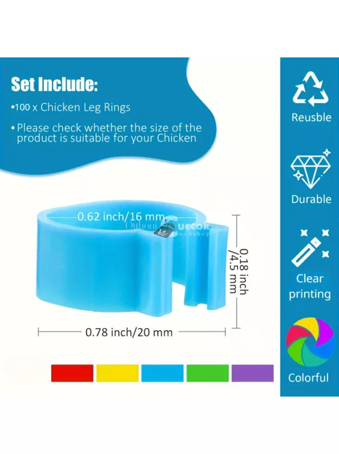 100 Darab Csirke Lábgyűrű 5 Színben