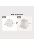 Átlátszó madárketrecben függő etetőmedence