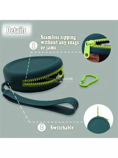 Kutyacsemege tasak, hordozható szilikon kutyaeledel tasak zsinórral és horoggal