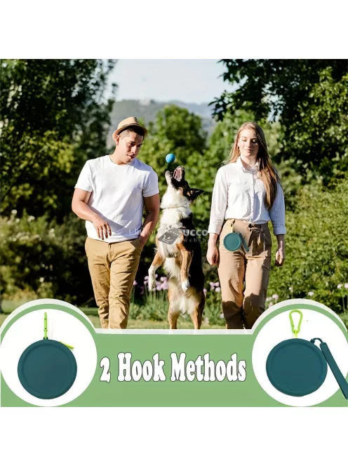 Kutyacsemege tasak, hordozható szilikon kutyaeledel tasak zsinórral és horoggal