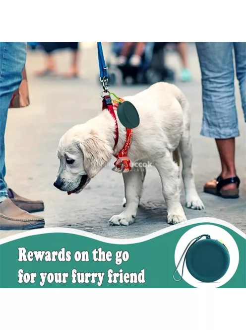 Kutyacsemege tasak, hordozható szilikon kutyaeledel tasak zsinórral és horoggal