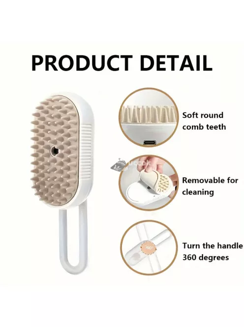 3-az-1-ben Macska Gőzkefe - Gyengéd Ápolás és Szőrtelenítő Fésű Macskáknak