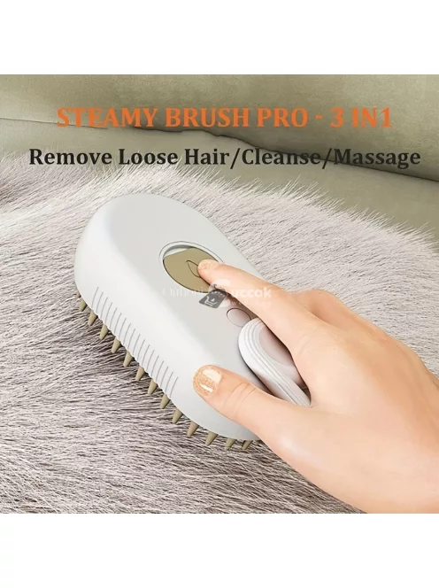 3-az-1-ben Macska Gőzkefe - Gyengéd Ápolás és Szőrtelenítő Fésű Macskáknak