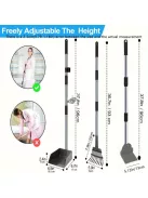 Kutyaürülék-felszedő - Állítható hosszú nyél, tartós rozsdamentes acél gereblye és tálca