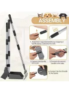 Kutyaürülék-felszedő - Állítható hosszú nyél, tartós rozsdamentes acél gereblye és tálca