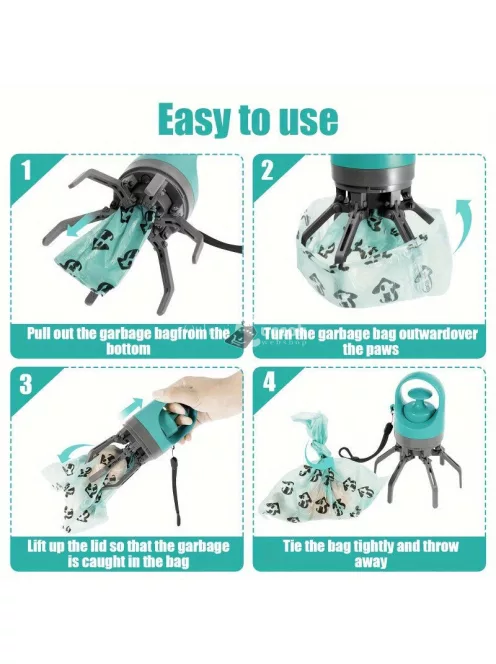 Gyorsan Tisztítható Hordozható Kutyaürülék Szedő Zacskó Adagolóval